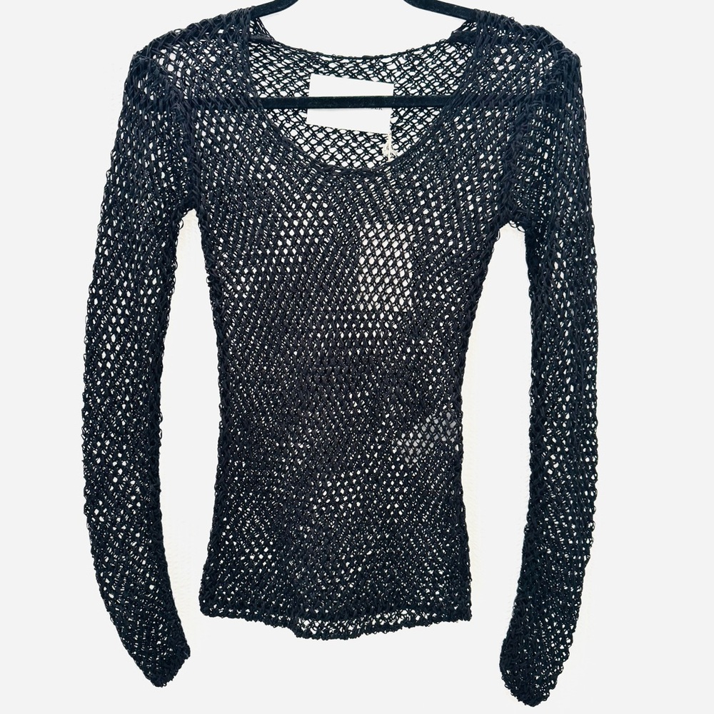 By Malene Birger Black Open Knit Top Size XXS